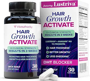 Lustriva Women's Hair Supplement for Thickness & Less Shedding, 30 Servings