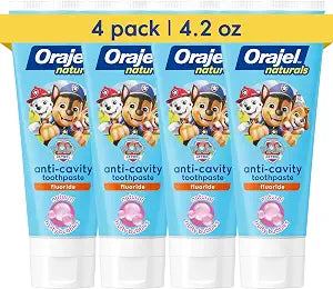 Orajel Naturals Paw Patrol Kids Fluoride Toothpaste, Fruity, 4.2 Oz, 4-Pack