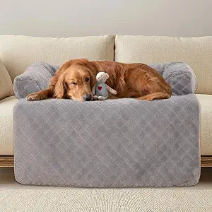 Calming Dog Couch Bed for Large Dogs, Durable Fluffy Fuzzy Dog Mat, Sofa Dog Bed Mats with Removable Washable Cover, Perfect for Small, Medium Dogs and Cats,Grey