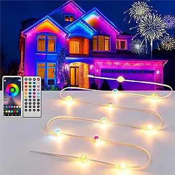 Vanesa 500ft Permanent Outdoor Lights for House, IP67 Waterproof with App & Remote Control, Courtyard Party Light Strips Flexible Outdoor DIY Tape Lights for Deck Garden, All Saints' Day Decoration