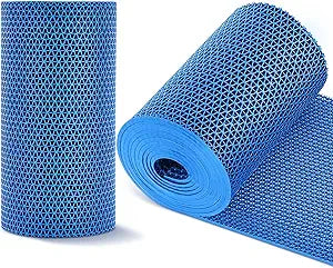 Reallnaive 12in x 32.8ft Ground Pool Drainage Mat Non Slip Flooring Mats 0.2'' Thick Walkway Pool Floor Protector Mat Drainage PVC Swimming Bathroom Rubber Cushion for Protecting Lawn (Blue)