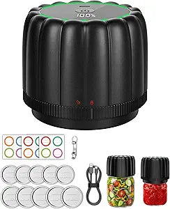 Electric Mason Jar Vacuum Sealer - Bunyta NEW Canning Vacuum Sealer Kit for Wide & Regular Mouth Mason Jars with 10 Lids, Auto-Stop Cordless Jar Sealer for Food Storage, Kitchen, Camping