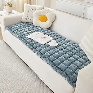 Chenille Dog Couch Cover Protector, Non-Slip Sofa Topper for Dogs & Cats, Thick Soft Furniture Cover Pet Mat, Washable Cushion for Sectional/3-Cushion Couch (Blue, 27.6" x 59.1")