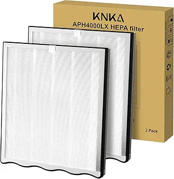 KNKA Genuine Air Purifier Replacement Filter for APH4000, 2-Pack HEPA & Activated Carbon Filters, Captures Allergens, Odors, Dust & Pollen, Standard Filter Γ White
