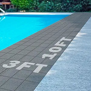 Tondiamo Pool Mat Non Slip Drainage Mats Swimming Pool Floor Deck Mats Rugs PVC Splash Mesh Hollow Doormat Roll for Outdoor Indoor Patio Restaurant Garage Kitchen Bathroom Safety(3 x 10 ft,Grey)