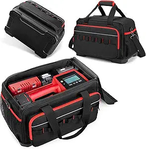 Rexmica Air Compressor Bag Compatible with Milwaukee M18 Inflator 2848-20, Air Pump Carrying Case with Hard Bottom Fit for Milwaukee Tools, Charger, Battery, Tire Inflator Storage Bag (Case Only)