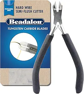 Beadalon Professional Series Tungsten Carbide Jaw Hard Wire Semi-Flush Cutter, Dark Blue Vinyl-Free Grips, Stainless Steel, cuts up to 14 gauge Wire, 5.75 in