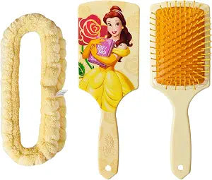 LUV HER Kids Hair Brush & Spa Headband Set for Girls - Features Disney Bella from Beauty & Beast - Fun Grooming Kit for Detangling, Styling & Skincare - Soft & Stretchy One Size, Ages 3+