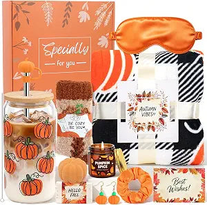 Fall Gifts for Women, Orange Halloween Boo Basket Stuffers, Pumpkin Gifts