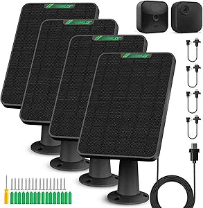 6W Solar Panel for Blink Camera Outdoor, Solar Charger with Battery Compatible with Blink Outdoor 3 & 4, Solar Panel for Blink XT XT2 Camera with Rubber Plug,13.12ft Cable, IP65 Waterproof