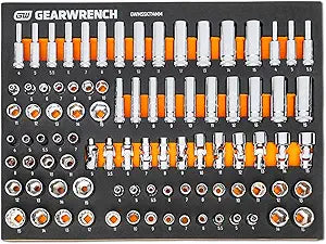 GEARWRENCH 89 Piece 1/4 Drive Master Metric Socket Set in Foam Storage Tray - GWMSSKT14MM