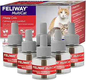 FELIWAY MultiCat Cat Calming Diffuser Refill (6 Pack, 180 Day Supply )  Helps Reduce Fighting, Tension & Aggression Between Cats  Pheromone Diffuser Refill for MultiCat Homes