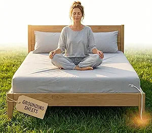 Grounding Sheets with Silver Threads & Deep Pockets, King & Queen - Extra Soft 95% Organic Cotton 5% Pure Silver, Improve Sleep &Reduce Stress Earthing Sheets, Grounding Bed Sheets