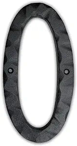 NACH House Numbers for Outside, 6 inch Black Address Numbers for House - Number 0 - Rustic Numbers for Outside with Mounting Hardware