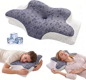 CHANCEE Cervical Pillow for Neck Pain Relief, Ergonomic Memory Foam Neck Pillow with Graphene Fabric Cover, Adjustable Orthopedic Bed Pillows for Side, Back, Stomach Sleepers