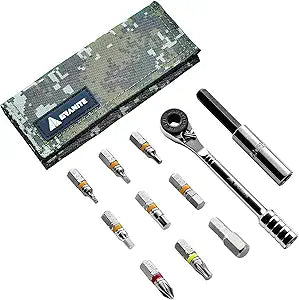 Granite Rocknroll Mini Ratchet Bike Tool Kit, Bike Multitool Kit with 9 Tool Bits and Extension Rod, Portable Bicycle Tool Kit for Mountain Bike, Road Bike and Gravel Bike (Green Camo)
