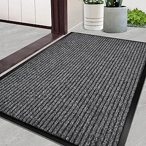 Door Mat Heavy Duty Outdoor Indoor Doormat 35x60 inch Light Gray Waterproof Anti-Skid Rubber Backing