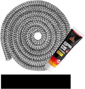 Wood Stove Gaskets, Gasket Rope Replacement for Woodstoves and Fireplaces Door Seal, High Temperature Resistant Fiberglass Gasket Kit, Size 3/8"(10mm), Length 72", Grey Color
