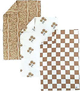 || 3 Pack|| Double Sided || Not Your Ordinary Dish Towels || Waffle Weave Microfiber || Highly Absorbent || Hanging Loop || Dish Cloths || Modern || Designer Prints (Coffee)