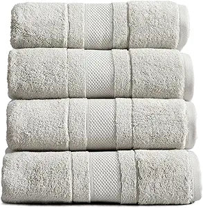 Springtree Home Luxury 100% Cotton Bath Towels Set of 4 | 100% Zero Twist Cotton | Premium Bath Towels | Ultra Soft Thick Plush & Highly Absorbent | Luxury Hotel & Spa Bathroom Towels | Grey