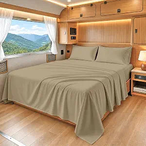 SGI bedding 100% Egyptian Cotton Sheets RV King Size  600 Thread Count Sheets Set, Soft, Cooling, 15" Deep Pocket, Luxury Hotel Bedding, Breathable, Durable - Taupe