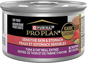 Purina Pro Plan Sensitive Skin and Stomach Cat Food, Tuna and Oat Meal Entree - (Pack of 24) 3 oz. Cans