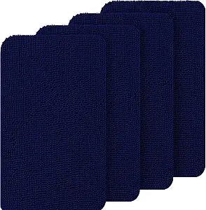 OLANLY Dog Door Mat Set 4-Piece 36x24, Absorbs Moisture and Dirt, Absorbent Non-Slip Washable Doormat, Quick Dry Chenille Mud Mat for Dogs, Entry Indoor Entryway Carpet for Inside Floor, Navy Blue