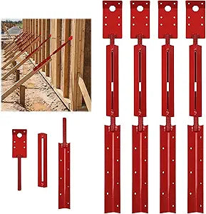 4PCS Concrete Turnbuckle Form Aligner 28.8" - 36.5" Adjustable Wall Brace Solid-State Welding Concrete Tools with 3" X 5.5" Bent Plate Wall Plate for Wall & Beam Alignment Concrete Forms