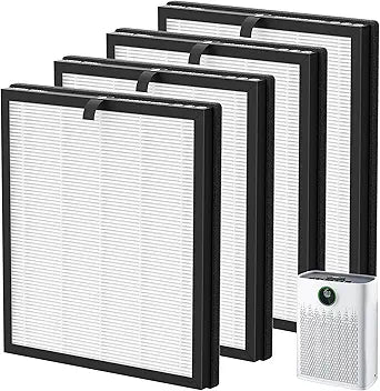 4 Pack HAP603 Replacement Filter Compatible with ECOSELF HAP603/ HAP603WF Air Purifier, 3-Stage Filtration, H13 True HEPA Filter, # RFHAP603, White