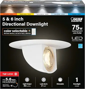 Feit Electric 5/6 Inch LED Directional Downlight, 75W Eq, 5CCT Selectable