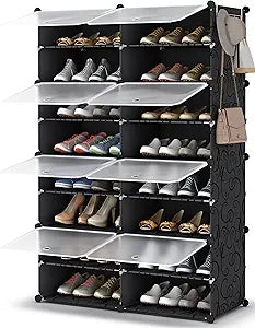 HOMIDEC Shoe Rack, 8 Tier Shoe Storage Cabinet 32 Pair Plastic Shoe Shelves Organizer for Closet Hallway Bedroom Entryway