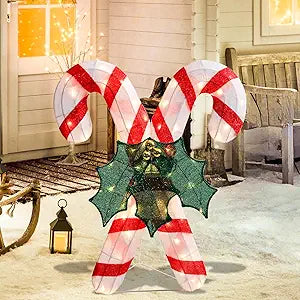 Bshine Christmas Outdoor Lighted Decoration Candy Cane, 3.05FT/48 Christmas LED Warm Lighted Holiday Displays Plug in Outdoor Holiday Xmas Decorations for Home, Yard, Garden, Party