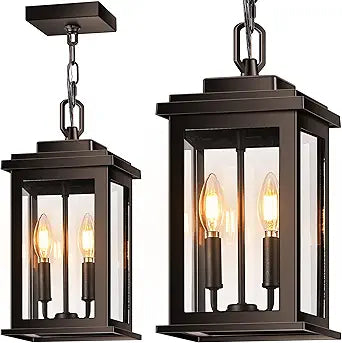 VIANIS 2-Light Large Outdoor Hanging Light Fixture, Exquisite Outdoor Pendant Lights, E12 Bulbs*2 for House, Porch, Doorway, Waterproof, Anti-Rust, 100% Aluminum, Oil Rubbed Bronze