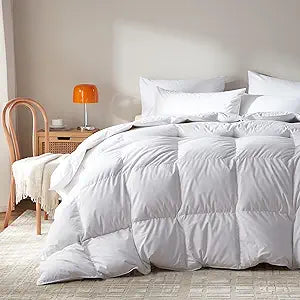 Goose Feather Down Comforter King Size,100% Organic Cotton Duvet Insert,All-Season Luxury Duvet Insert with Baffle Box Design, 750+Fill Power Hotel Collection Bedding Comforter
