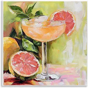 Grapefruit Summer Cocktail, 12 x 12 Inch Mounted Print on Wall Plaque