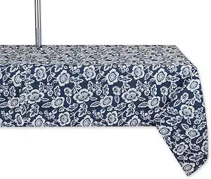 DII Floral Outdoor Zippered Tabletop Collection, Water Resistant, Tablecloth, 60 x 84, Nautical Blue