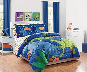 Fancy Linen Boys Comforter Set Dinosaurs White Blue Orange Green Red New # Dinosaur White