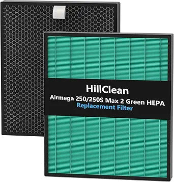 250/250S Replacement Filters for Coway Airmega Max2 250 250S Smart Air Purifier, Max 2 Green True HEPA and Activated Carbon Filter Set, AP-1720-FP 2 Pack