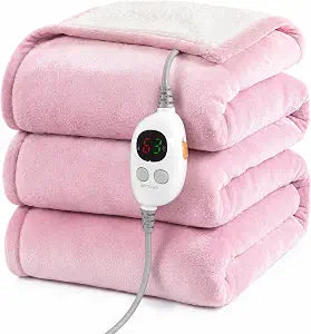 GOTCOZY Heated Blanket Electric Throw 60''X70''- Electric Throw Blanket with Extra Large Size 6 Heating Level & 9 Time Settings Heating Blanket, Machine Washable (Rose)