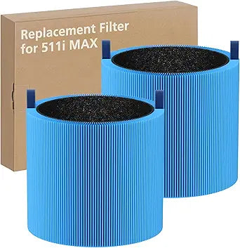2-pack 511i MAX A11ergenBlock Replacement Filter Compatible with BLUEAIR HEPASilent Air Cleaner, Blue Pure F5MAX, Model Blue Pure 511i Max, BLUE