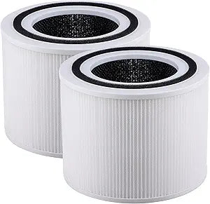 2 Pack Air Purifier replacement filter for Levoit Core 300 and Core 300S VortexAir Air Purifier, H13 true hepa filter Core 300-RF White