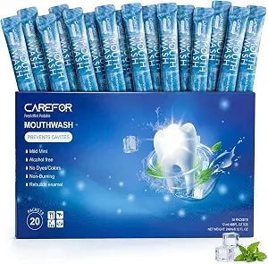 Travel Size Mouthwash Alcohol-Free Gentle Mini Individual Bulk 20 Packets