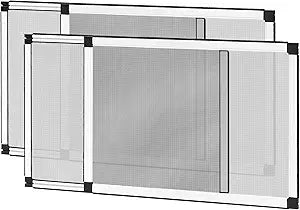 FLYZZZ Adjustable Window Screen for Windows, 2-Way Use for Horizontal & Vertical Windows, Expandable Window Screen with Locking Screw for Stability, 18" HExpands 28-52" W, [2-Pack]