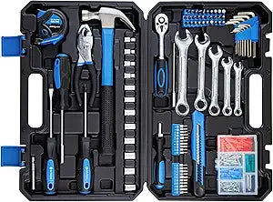 CARTMAN 180-Piece Socket Wrench Auto Repair Tool Combination Package Mixed Tool Set Hand Tool Kit with Plastic Toolbox Storage Case Blue