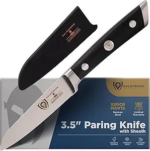 Dalstrong Paring Knife - 3.5 inch - Forged High-Carbon German Steel - Black G10 Handle - Sheath - Small Knife Fruit Vegetable Cutting Knife - Gladiator Series Elite - Razor Sharp Kitchen Knife - NSF