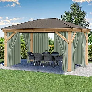 HolidayIdeas Outdoor Patio Curtains Waterproof with Rod Pocket 6 Pcs 54x84 Inch- Protect Privacy & Weatherproof Balcony Outdoor Curtains for Apartments,Porch, Pergola, Sliding Glass Door, Sage Green