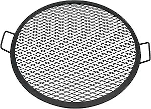Sunnydaze X-Marks Outdoor Fire Pit Grill Grate for Cooking - Round Fire Pit Grate - Steel Campfire BBQ Grill with Handles - 24-Inch