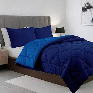 Elegant Comfort All Season Goose Down Alternative Reversible 3-Piece Comforter Set- Available in and Colors, Full/Queen, Navy/Aqua