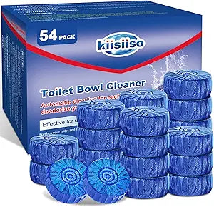 KIISIISO Multipurpose Bathroom Cleaners, 54 Pack Commercial & Household Toilet Bowl Cleaners, Blue Toilet Bowl Tablets Drop in Tank, Janitorial Deodorizers