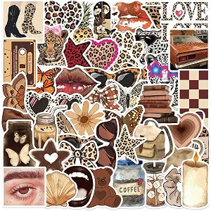 50 Pcs Leopard Print Stickers Pack Waterproof Aesthetic Preppy Cheetah Print Stickers Y2K Decals for Girl Women Party Favors,Leopard Party Decoration,Laptop,Luggage,Water Bottles Scrapbook Stickers